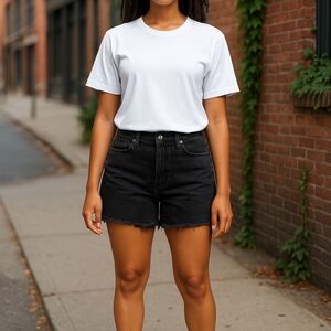 AMERICAN EAGLE SHORTS SIZE 12 REGULAR Black Denim Women's Shorts